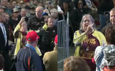 WATCH: Nasty Leftist Protester Thrown Out of Trump Rally as Crowd Chants USA – Trump Slams “Loser” as She Flips Him Off